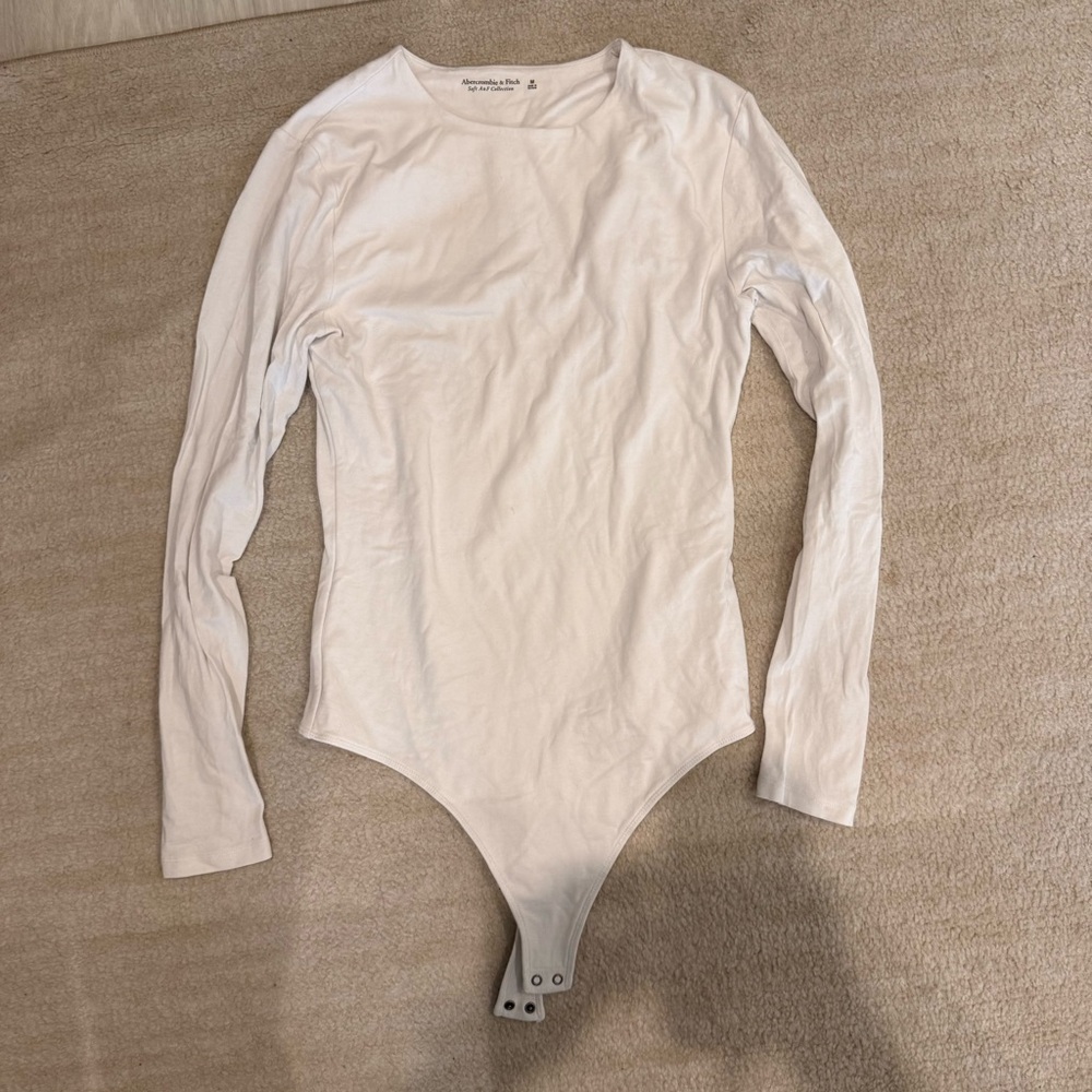 Abercrombie & Fitch White Long‎ Sleeve Bodysuit